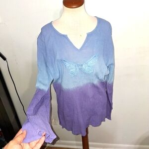 Long Sleeve Purple/Blue Ombre Top- W Sz  L/XL